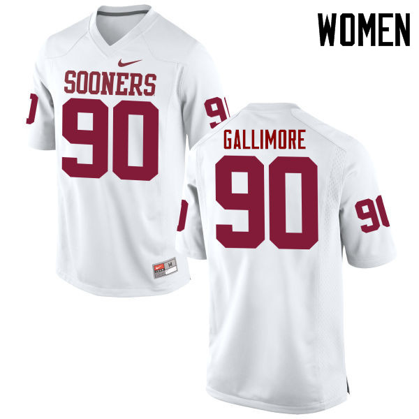 Women Oklahoma Sooners #90 Neville Gallimore College Football Jerseys Game-White